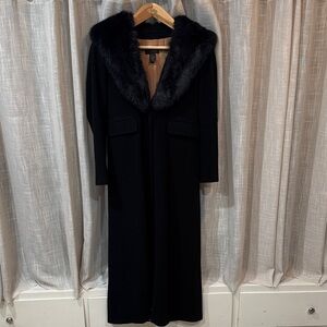 Express Black Coat with Black Faux Fur Trim